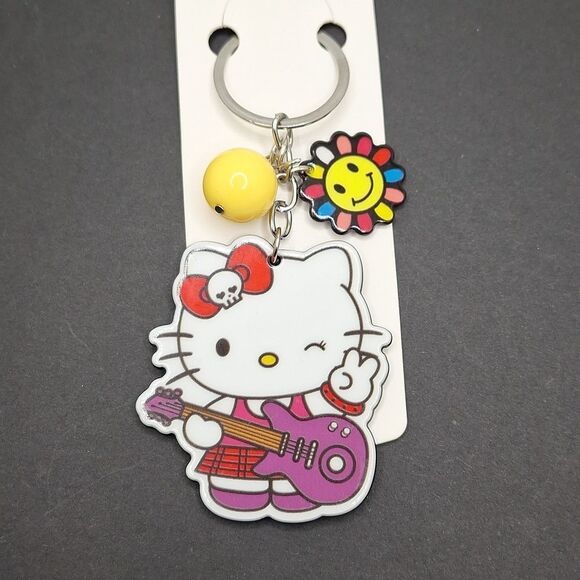 Guitar Hello Kitty winking dangle smiley flower sunshine acrylic accessory - Picture 1 of 3